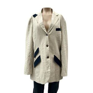 Vintage Tasha Polizzi Linen Long Sleeves Blazer‎ Jacket Beige Women's M/L